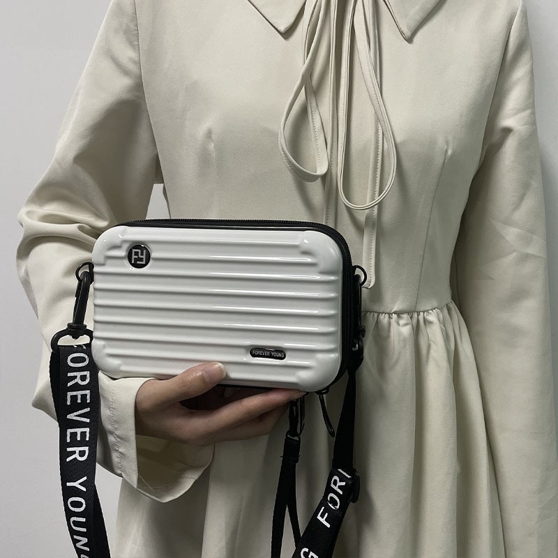 8-инчов пътнически несесер за грим и кръстосана чанта - ABS+PC, подплата полиестер, водоустойчива, сухо-мокро разделение, разширяем капацитет