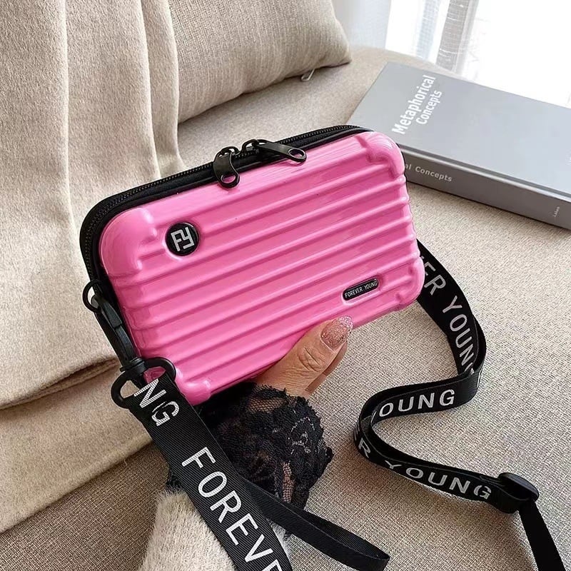 8-инчов пътнически несесер за грим и кръстосана чанта - ABS+PC, подплата полиестер, водоустойчива, сухо-мокро разделение, разширяем капацитет