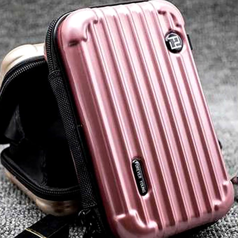 8-инчов пътнически несесер за грим и кръстосана чанта - ABS+PC, подплата полиестер, водоустойчива, сухо-мокро разделение, разширяем капацитет