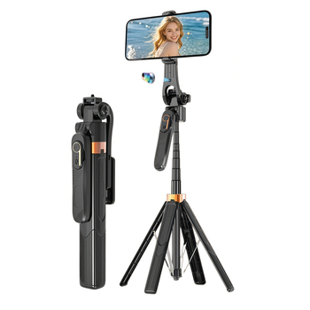 Selfie tyč s AI rozpoznávaním tváre, proti vibráciám stabilizácia, vysúvací štvornožný statív, inteligentný gimbal s automatickým sledovaním a vstavaným svetlom