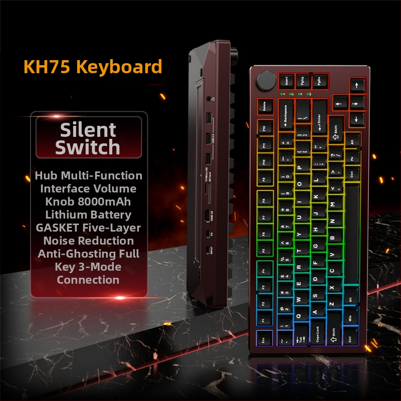 Механична клавиатура, алуминиева сплав, 82 клавиша, Bluetooth, отключване с пръстов отпечатък