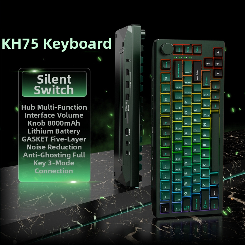 Механична клавиатура, алуминиева сплав, 82 клавиша, Bluetooth, отключване с пръстов отпечатък