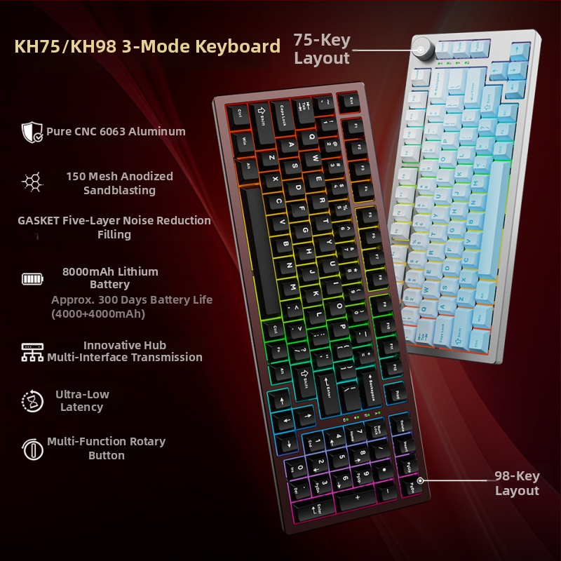 Механична клавиатура, алуминиева сплав, 82 клавиша, Bluetooth, отключване с пръстов отпечатък