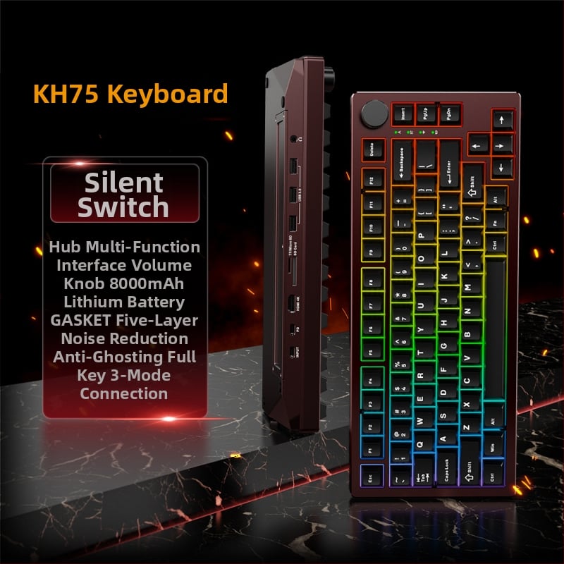 Механична клавиатура, алуминиева сплав, 82 клавиша, Bluetooth, отключване с пръстов отпечатък