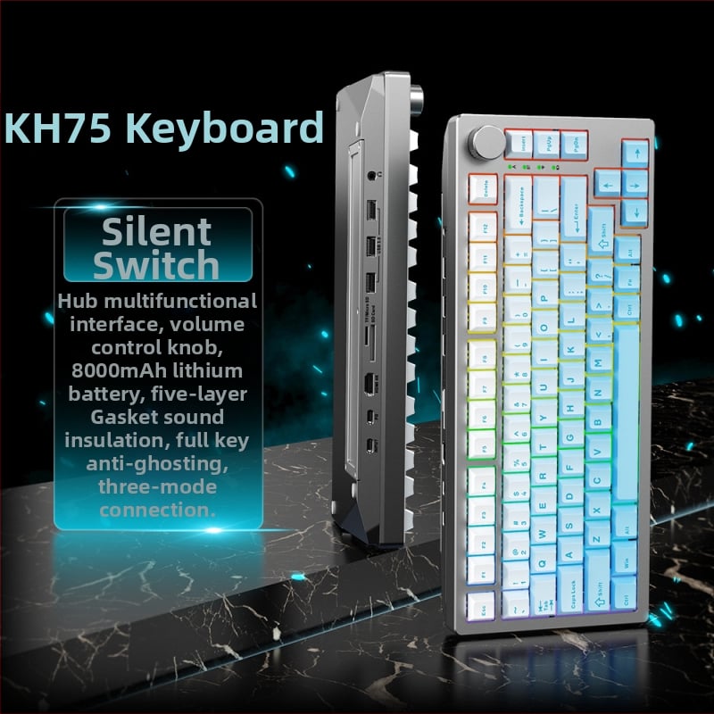 Механична клавиатура, алуминиева сплав, 82 клавиша, Bluetooth, отключване с пръстов отпечатък