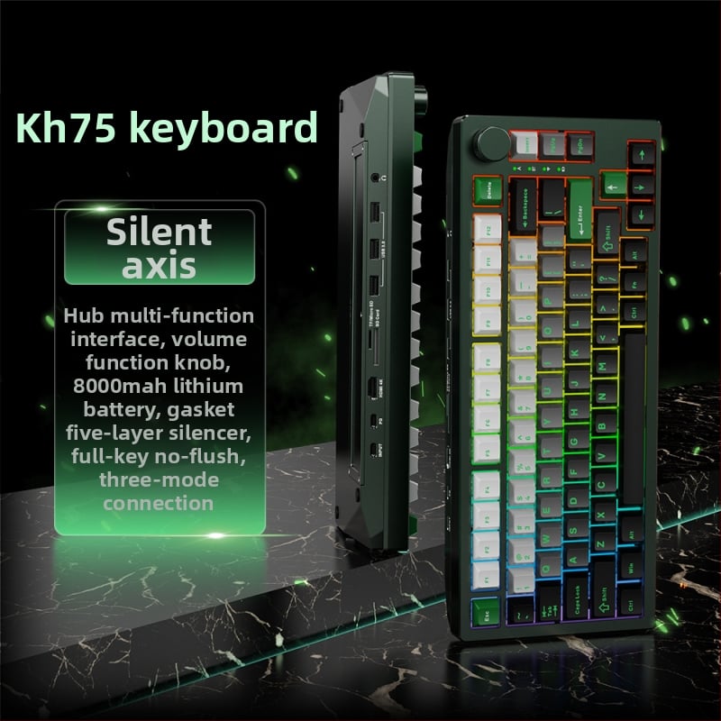 Механична клавиатура, алуминиева сплав, 82 клавиша, Bluetooth, отключване с пръстов отпечатък