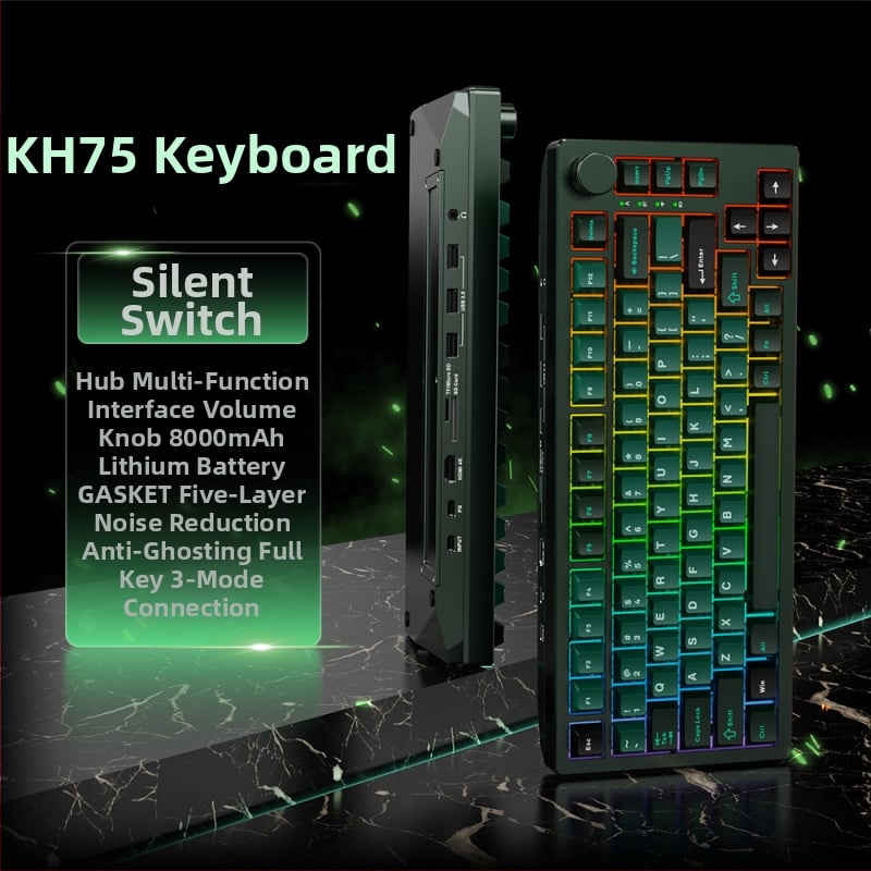 Механична клавиатура, алуминиева сплав, 82 клавиша, Bluetooth, отключване с пръстов отпечатък