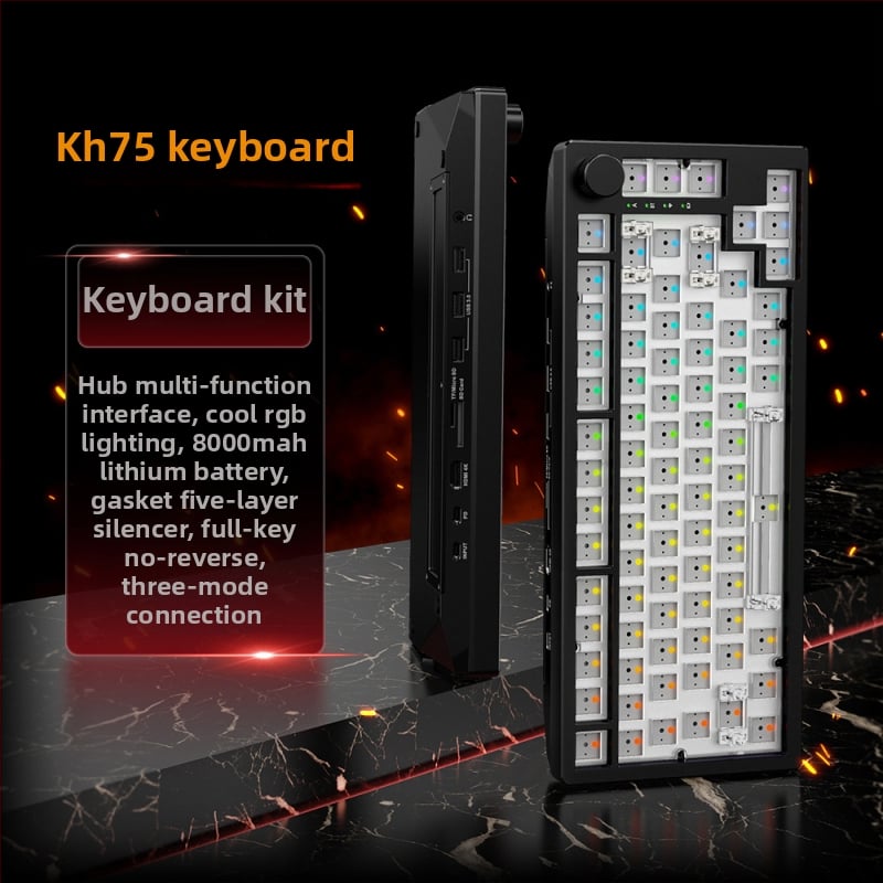 Механична клавиатура, алуминиева сплав, 82 клавиша, Bluetooth, отключване с пръстов отпечатък