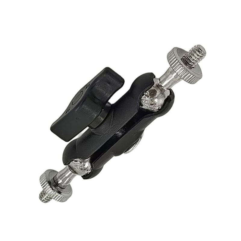 Adaptor pentru suport cameră și telefon — rotire 360° pe orizontală și pe verticală, construcție metalică, montaj cu șurub, interfață 1/4 inch