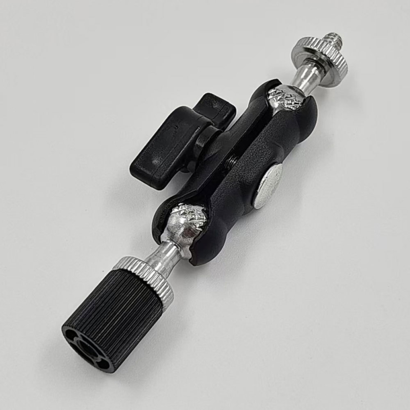 Adaptor pentru suport cameră și telefon — rotire 360° pe orizontală și pe verticală, construcție metalică, montaj cu șurub, interfață 1/4 inch