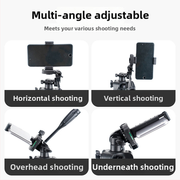 Beno statív pre kameru na živé vysielanie, podlahová podpora, výška 1,4 m, nosnosť 3-5 kg, 3-dielne železné rúry, hmotnosť 858 g