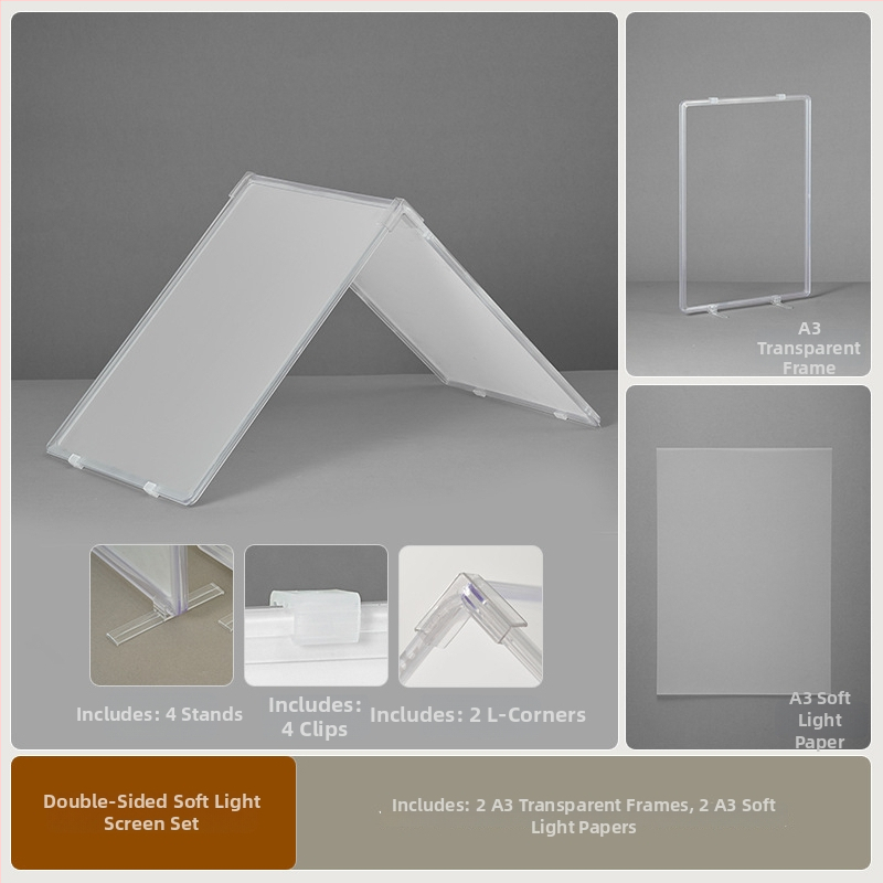 Stāvošs difūzais gaismas fotogrāfijas ekrāns — rotaslietu un gredzenu fotografēšana, atstarojoši mazie priekšmeti, pārtikas fotografēšana, Zīmols: Light and Shadow Stars