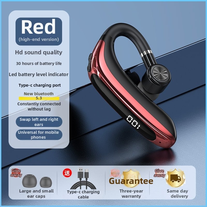 Bezdrôtová Bluetooth slúchadla na jedno ucho s háčikom pre vodičov, BT 2.0, výdrž batérie 0–4 h, športový štýl, každodenná vodeodolnosť.