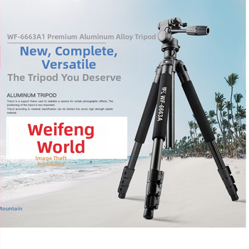 Weifeng WF6663A profesionalus SLR fotoaparato stovas su 3D PTZ galva, aliuminio lydinys, 8 kg apkrova, 3-segmentų kojų dalys, greito atleidimo plokštelė