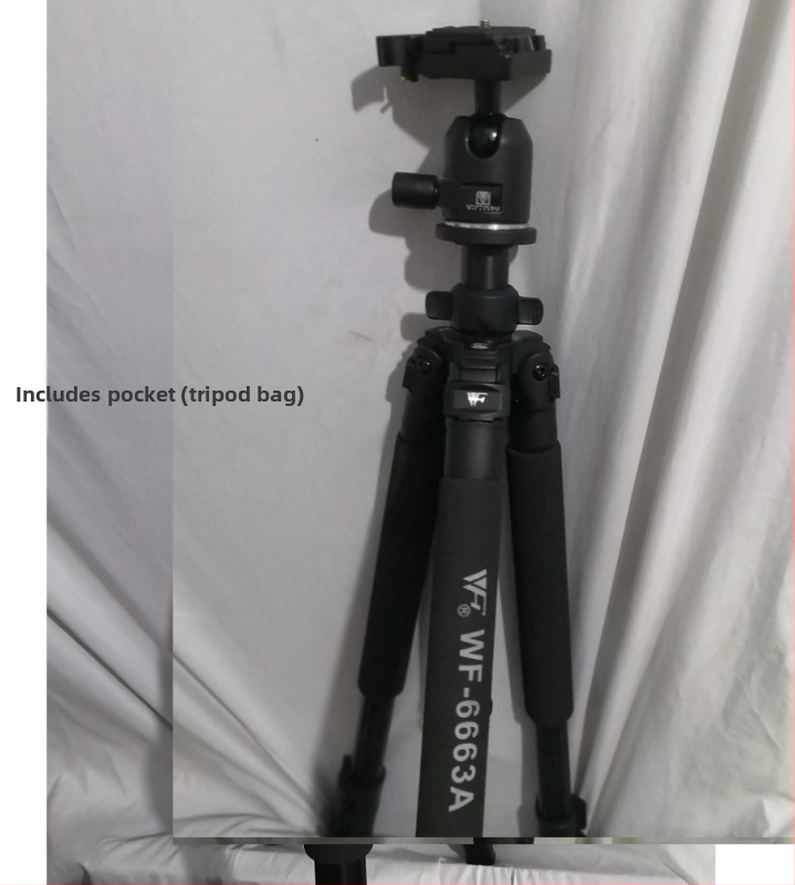 Weifeng WF6663A profesionalus SLR fotoaparato stovas su 3D PTZ galva, aliuminio lydinys, 8 kg apkrova, 3-segmentų kojų dalys, greito atleidimo plokštelė