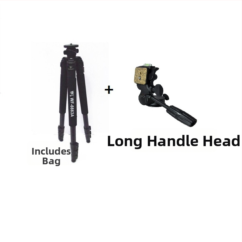 Weifeng WF6663A profesionalus SLR fotoaparato stovas su 3D PTZ galva, aliuminio lydinys, 8 kg apkrova, 3-segmentų kojų dalys, greito atleidimo plokštelė