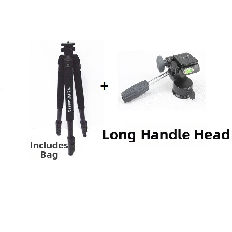 Weifeng WF6663A profesionalus SLR fotoaparato stovas su 3D PTZ galva, aliuminio lydinys, 8 kg apkrova, 3-segmentų kojų dalys, greito atleidimo plokštelė