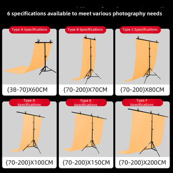 Tianrui Fono laikiklis PVC fono fotografavimui – metalinis rėmas, produktų fotografavimui, išplečiamas iki 2 m