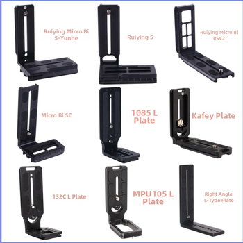 L-tvarovaná doska rýchleho uvoľnenia pre zrkadlovku, hliníková zliatina, nosnosť 2–5 kg, model B016, hmotnosť 0,1 kg