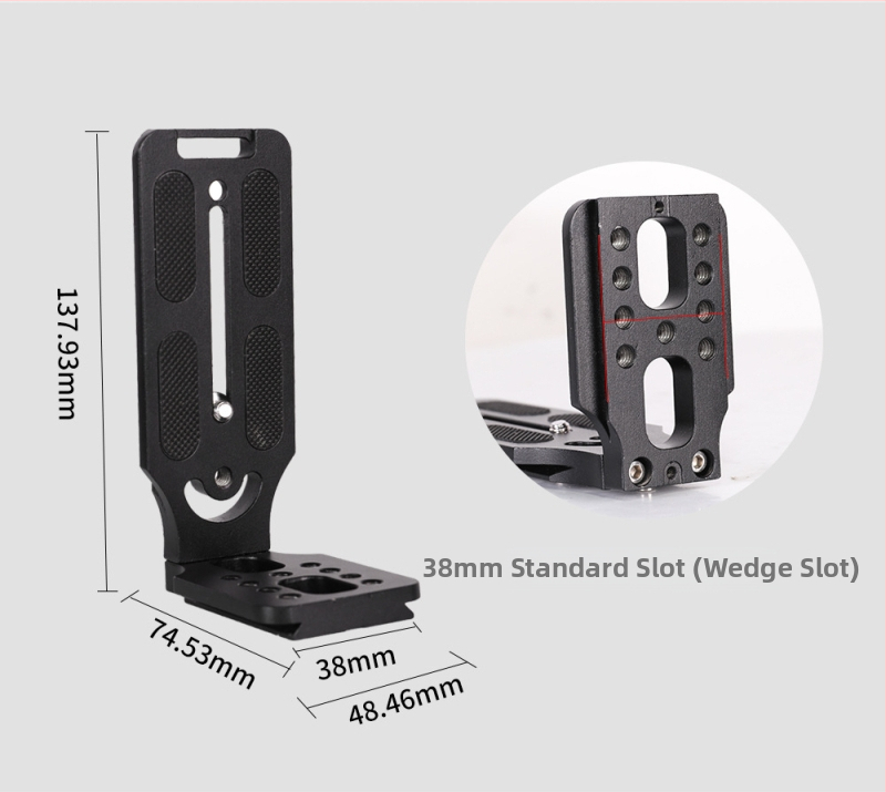 L-tvarovaná doska rýchleho uvoľnenia pre zrkadlovku, hliníková zliatina, nosnosť 2–5 kg, model B016, hmotnosť 0,1 kg