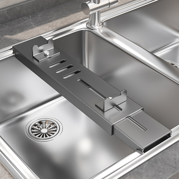 Στήριγμα ακονίσματος μαχαιριών για νεροχύτη, βάση από PP + χάλυβα άνθρακα, αντιολισθητικό, επεκτεινόμενο, μοντέρνο μινιμαλιστικό στυλ, Flying crown