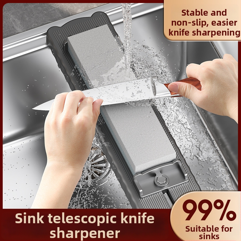 Στήριγμα ακονίσματος μαχαιριών για νεροχύτη, βάση από PP + χάλυβα άνθρακα, αντιολισθητικό, επεκτεινόμενο, μοντέρνο μινιμαλιστικό στυλ, Flying crown