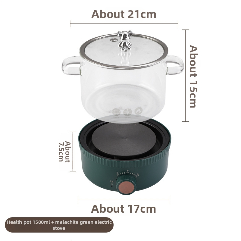 Veselības tējas katls - Daudzfunkcionāls mājas tējas katls, stikla korpuss, model BLH-01, 1.2-1.5L, 220V, 500-1000W