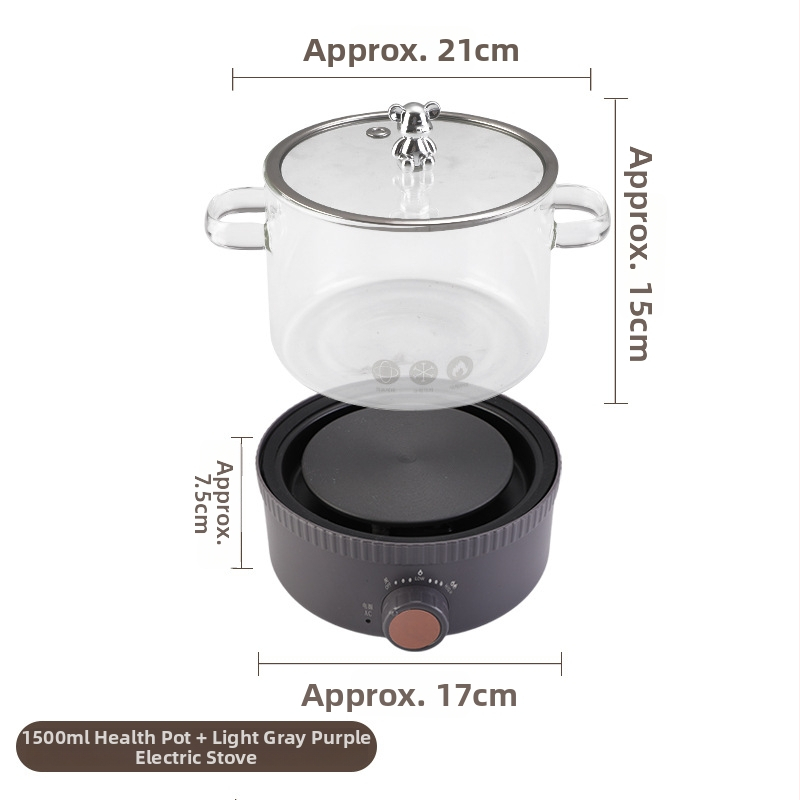 Veselības tējas katls - Daudzfunkcionāls mājas tējas katls, stikla korpuss, model BLH-01, 1.2-1.5L, 220V, 500-1000W