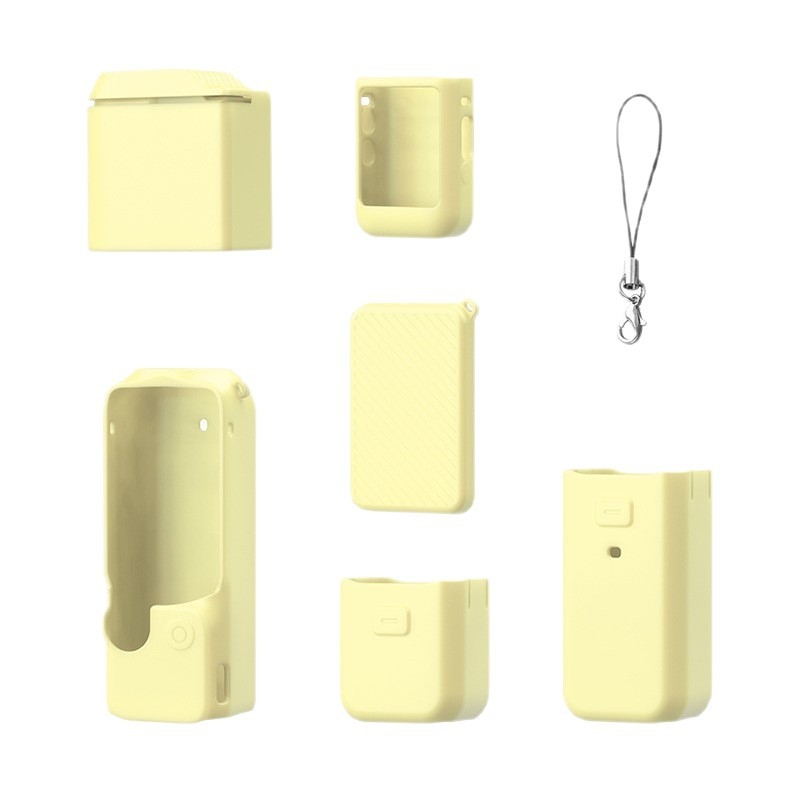 Set husă protecție din silicon pentru DJI Pocket 3 – include corp, capac obiectiv, protecție ecran, mâner filetat și mâner baterie