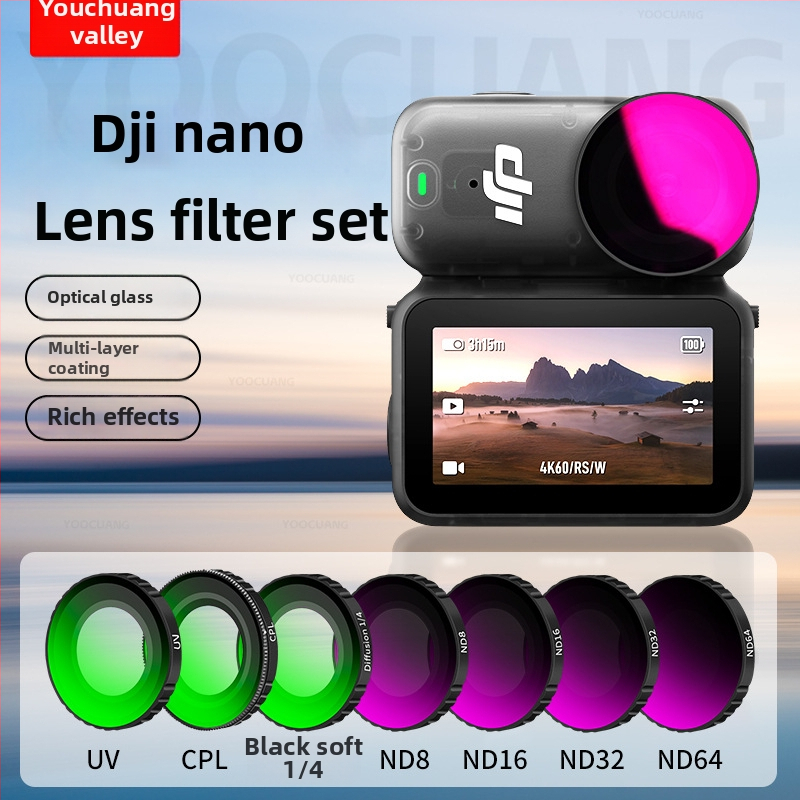 Yoocuang súprava filtrov pre DJI Osmo Nano: filtre ND64, CPL, UV a PL; konštrukcia z hliníkovej zliatiny a skla