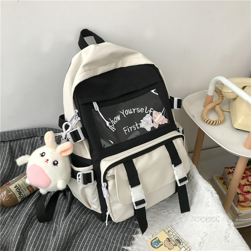 Školska torba u fakultetskom stilu, Harajuku, najlon, 36–55L, džep za prijenosno računalo, ergonomska stražnja ploča, vodootporna, dvostruke naramenice