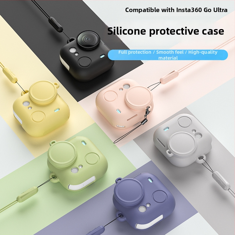 Insta360 Go Ultra silikónový obal – ochranný kryt objektívu a príslušenstvo s šnúrkou (vrátane silikónového púzdra a TPE tašky)