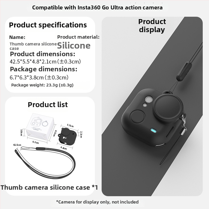 Insta360 Go Ultra silikónový obal – ochranný kryt objektívu a príslušenstvo s šnúrkou (vrátane silikónového púzdra a TPE tašky)