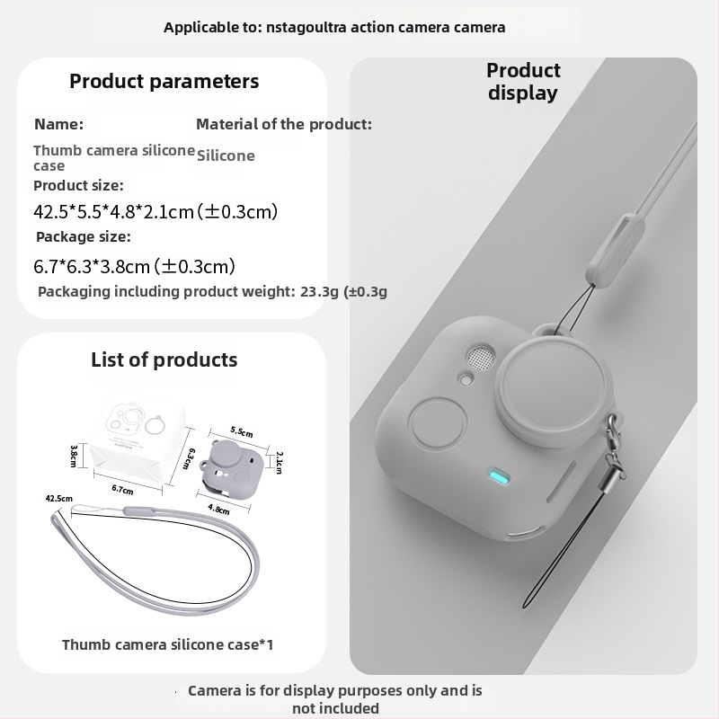 Insta360 Go Ultra silikónový obal – ochranný kryt objektívu a príslušenstvo s šnúrkou (vrátane silikónového púzdra a TPE tašky)