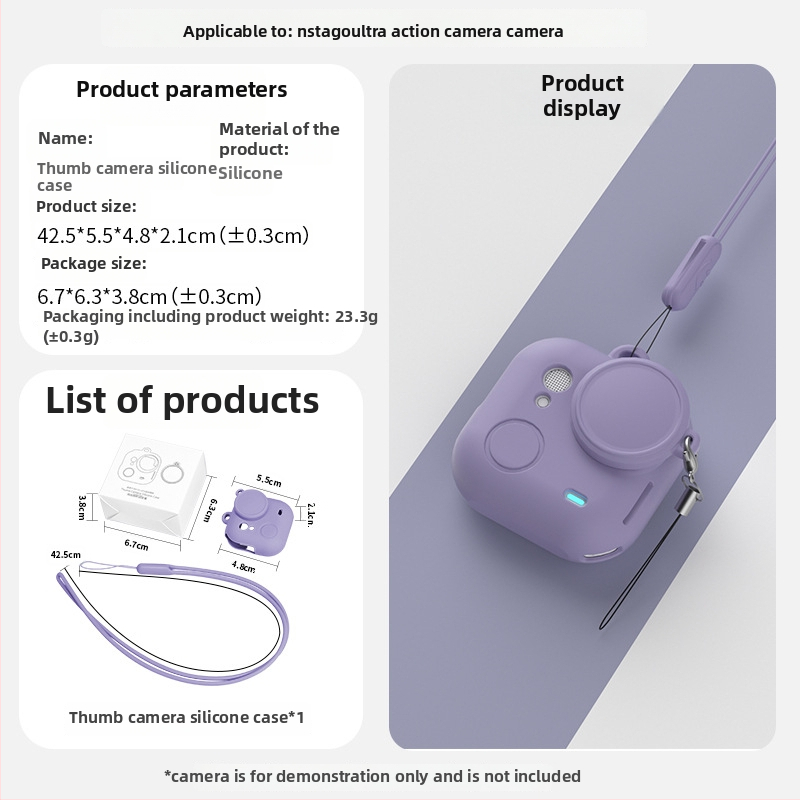 Insta360 Go Ultra silikónový obal – ochranný kryt objektívu a príslušenstvo s šnúrkou (vrátane silikónového púzdra a TPE tašky)