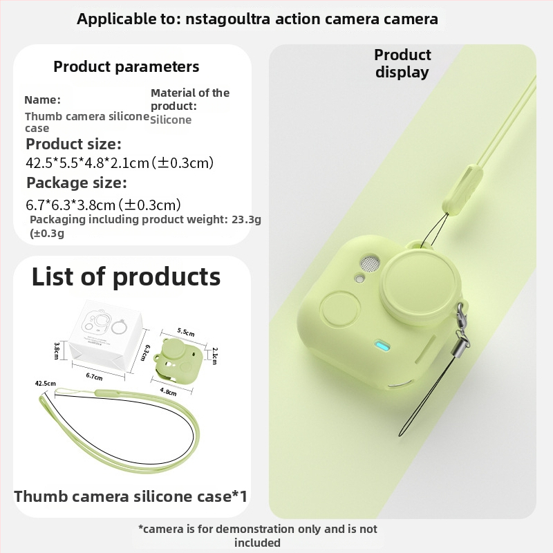 Insta360 Go Ultra silikónový obal – ochranný kryt objektívu a príslušenstvo s šnúrkou (vrátane silikónového púzdra a TPE tašky)