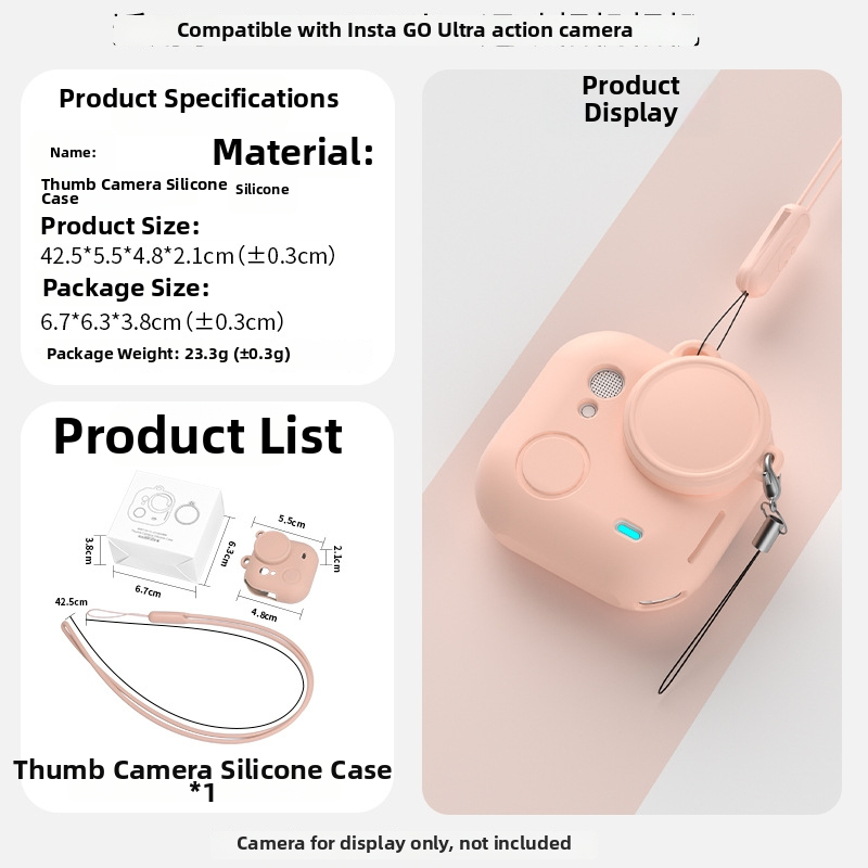 Insta360 Go Ultra silikónový obal – ochranný kryt objektívu a príslušenstvo s šnúrkou (vrátane silikónového púzdra a TPE tašky)