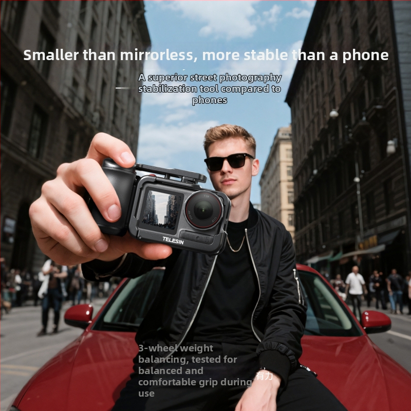 Telesin hlinírová klietka so sadou rukovätí pre ulicnú fotografiu pre DJI Action 3/4/5