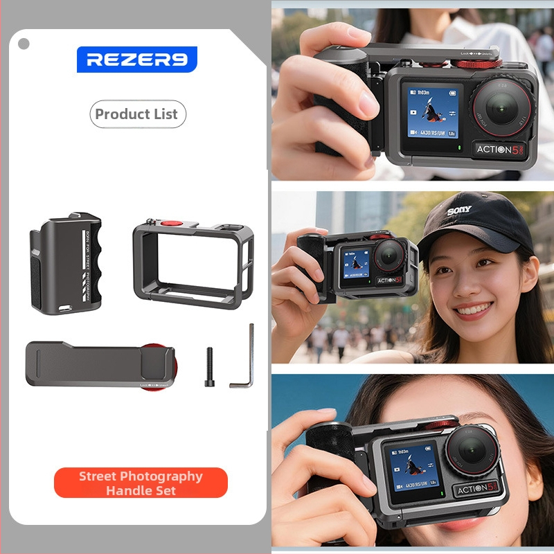 Telesin hlinírová klietka so sadou rukovätí pre ulicnú fotografiu pre DJI Action 3/4/5