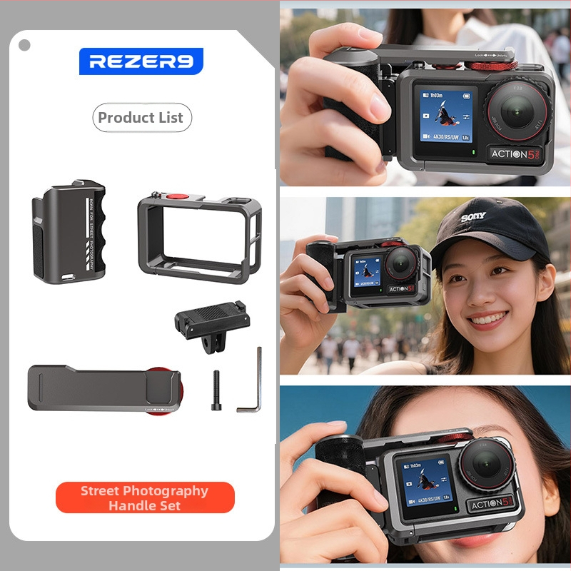 Telesin hlinírová klietka so sadou rukovätí pre ulicnú fotografiu pre DJI Action 3/4/5