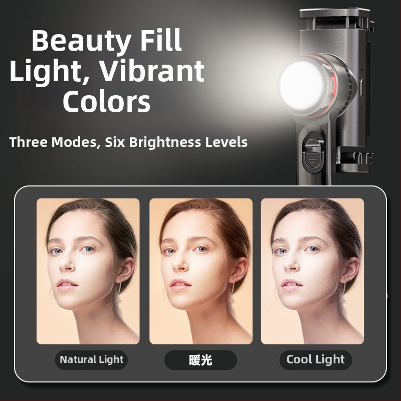 Cyke stabilizátor pre telefón s vysúvacím gimbalom, selfie tyč proti traseniu, LED svetlo, Bluetooth diaľkové ovládanie