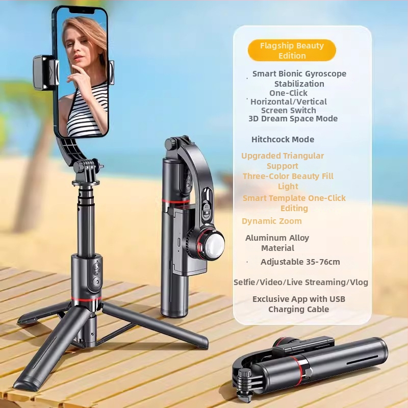 Cyke stabilizátor pre telefón s vysúvacím gimbalom, selfie tyč proti traseniu, LED svetlo, Bluetooth diaľkové ovládanie