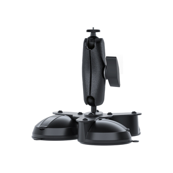 Suport pentru cameră auto cu trei ventuze pentru geamul vehiculului; materiale: ABS, PC, aliaj de aluminiu, cauciuc; compatibil cu modele generale; logo tipărit.