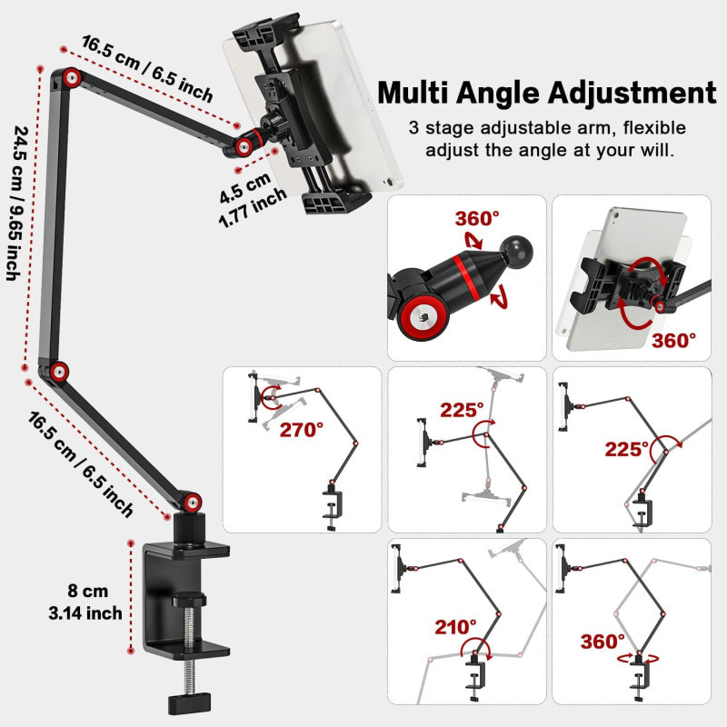 Suport de birou pentru tabletă, design rotativ, model BX-07B3, brand Blive, compatibil cu generațiile iPad/iPhone, înlocuire gratuită.