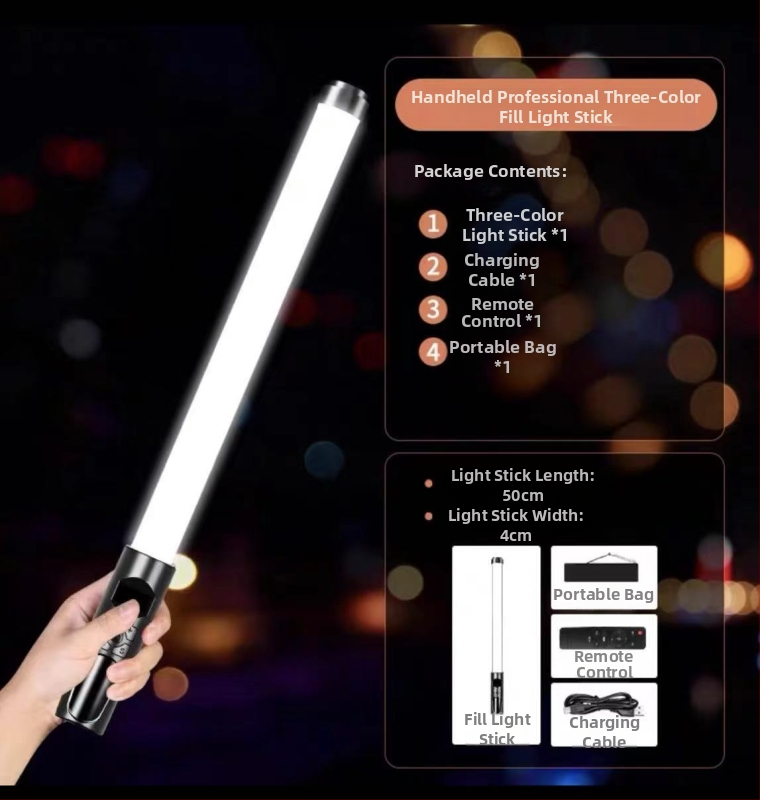 Prenosné fotografické svetlo s RGB LED, nastaviteľná jas a farba, samostatné napájanie