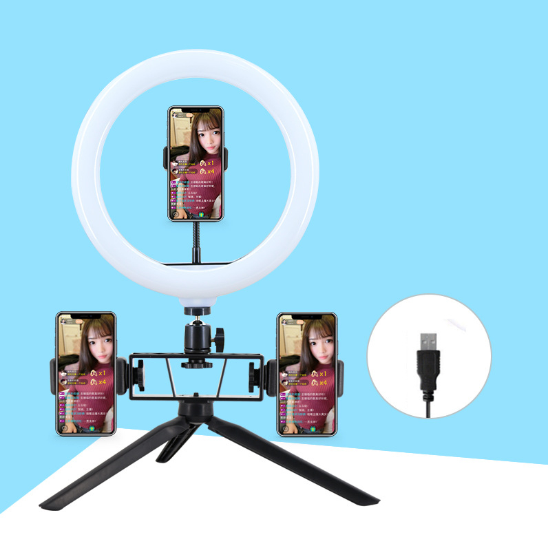 Десктоп стойка за лайв стрийминг с LED пръстен светлина за грим и фотография (LED, 5-12V, 5-30W, 3500K-6000K)