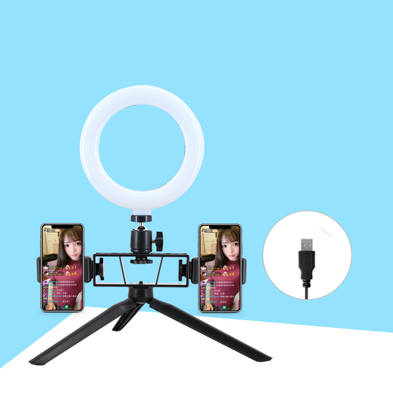Десктоп стойка за лайв стрийминг с LED пръстен светлина за грим и фотография (LED, 5-12V, 5-30W, 3500K-6000K)