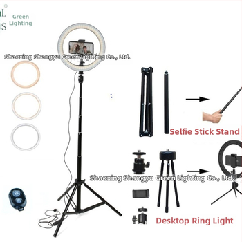 Prenosný kruhový svetelný zdroj na fotografovanie – nastaviteľná jas, teplota svetla 3000K/4000K/6000K, LED, 5V, 10–12W