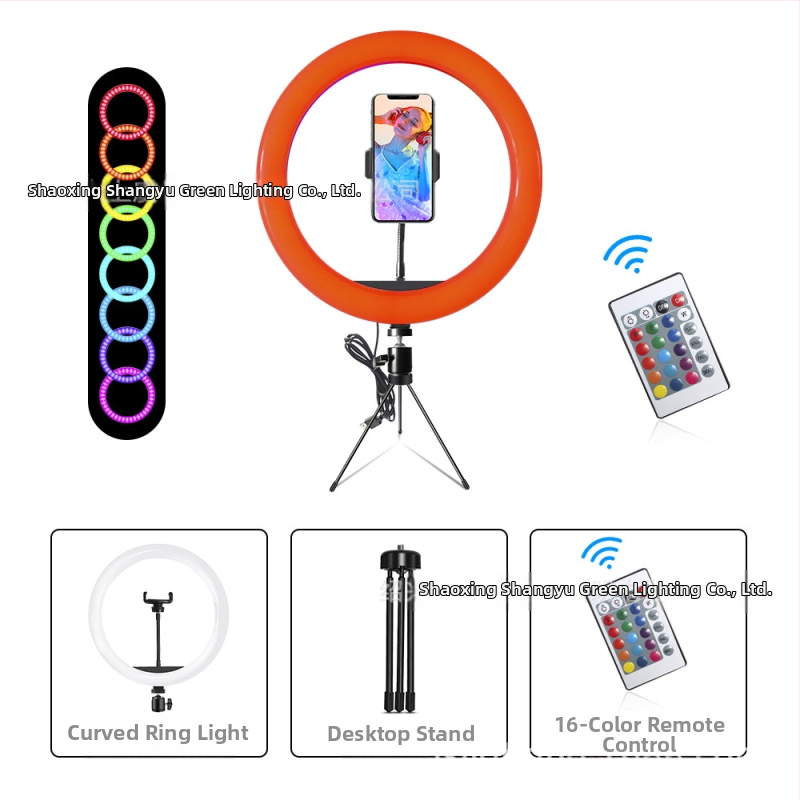 Prenosný kruhový svetelný zdroj na fotografovanie – nastaviteľná jas, teplota svetla 3000K/4000K/6000K, LED, 5V, 10–12W