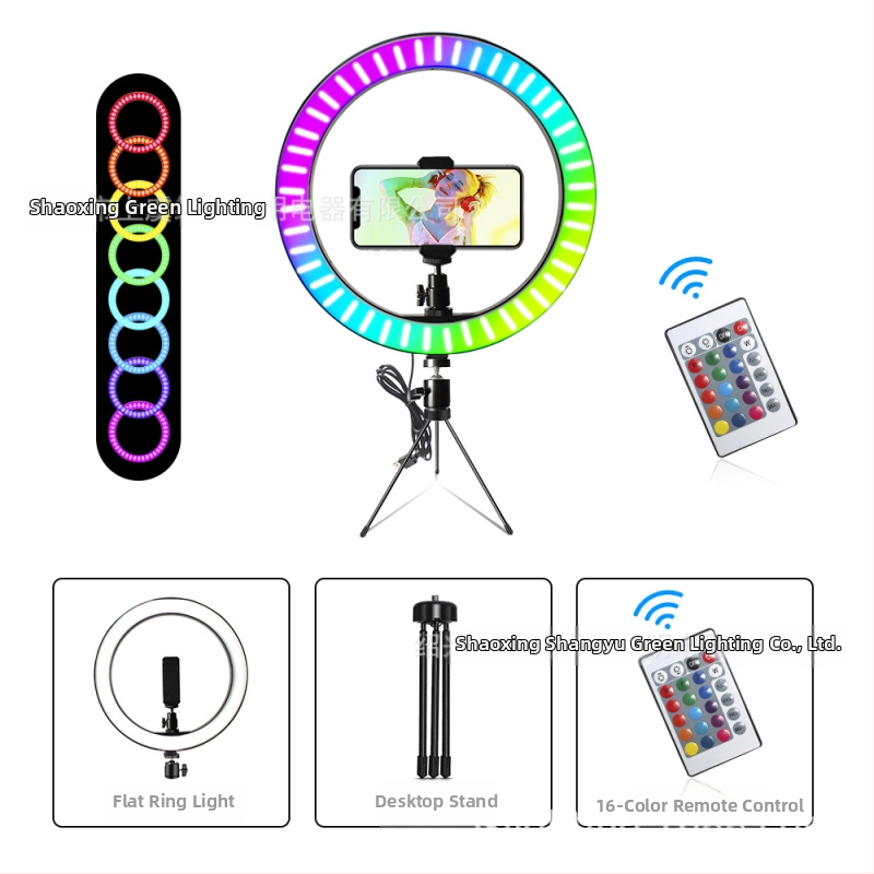 Prenosný kruhový svetelný zdroj na fotografovanie – nastaviteľná jas, teplota svetla 3000K/4000K/6000K, LED, 5V, 10–12W